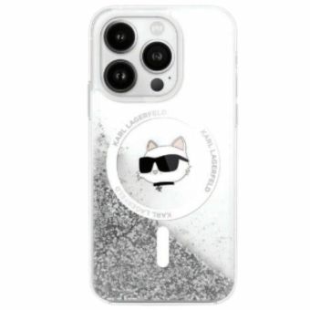 Karl Lagerfeld case for iPhone 16 6,1 KLHMP16SLGCHSGH transparent Hard Liquid Glitter Choupette Head MagSafe