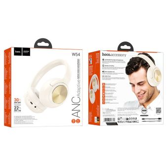 Bezdrôtové slúchadlá HOCO ANC W54 Bluetooth 5.4 - biele