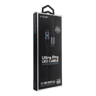 Kábel X-ONE Ultra Pro LED USB-C/USB-C 1m, 5A;100W - čierny