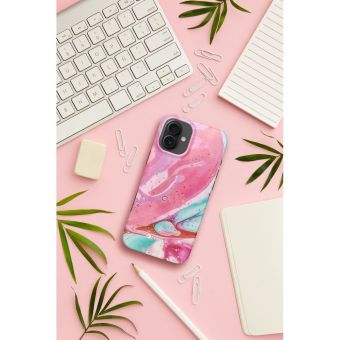 FORCELL F-PROTECT Mirage, Military Drop-Tested case compatible with MagSafe for IPHONE 15 pink marble