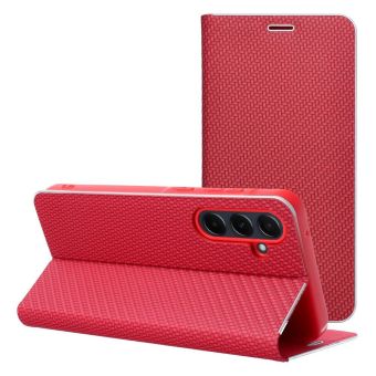 Obal LUNA Book Carbon Samsung Galaxy A56 5G A566 červený
