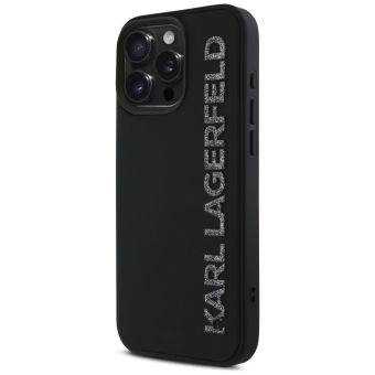 Karl Lagerfeld 3D Rubber Glitter Logo Zadní Kryt pro iPhone 16 Pro Black