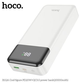 HOCO J102A, 20000 mAh PD QC3.0 3A 20W, biela