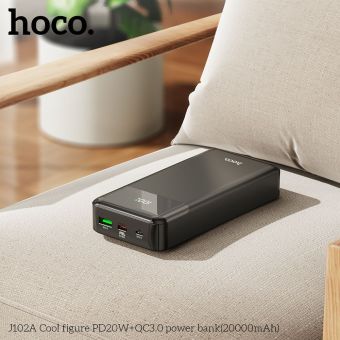 HOCO J102A, 20000 mAh PD QC3.0 3A 20W, čierna