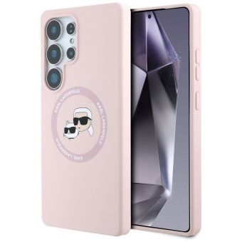 Obal Karl Lagerfeld Liquid Silicone K&CH Heads MagSafe Samsung Galaxy S25 Ultra 5G S938 KLHMS25LSKCHTCP ružový