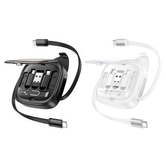 Kábel Hoco Navíjací Univerzálny Set 3A 60W U140 0,95 m (USB-C, Micro, Lightning 8 pin) - čierny