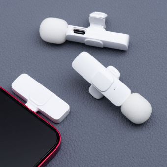 K1 bezdrôtová sada Lavalier mikrofónov pre smartfón, USB-C (2 v sete), biela