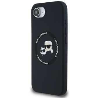 Obal Karl Lagerfeld Liquid Silicone K&CH Heads MagSafe Apple iPhone 16e KLHMPSE4SKCHTCK čierny