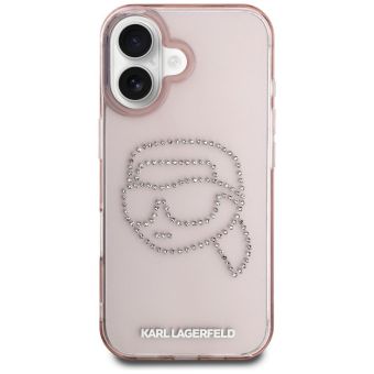 KARL LAGERFELD case for IPHONE 16 KLHCP16SHKHDCELP (IML Rhinestones S K Head) pink
