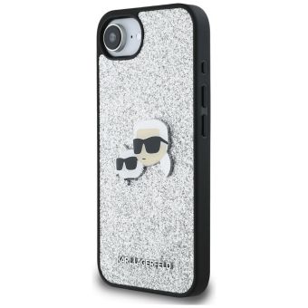 KARL LAGERFELD case for IPHONE 16e KLHCPSE4PFGKCPS (Fixed Glitter W/ Ikonik Metal Pin) silver