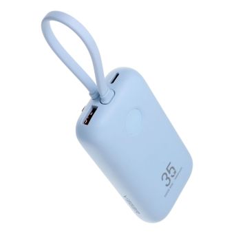 VEGER powerbank 10000 mAh vstavaný kábel (USB-C/ 8 pin) PD QC3.0 35W K1 (W1188) - modrý