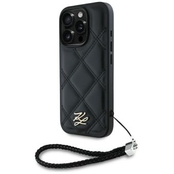 Karl Lagerfeld HC Quilted PU Initial Logo & Chain Strap Case for iPhone 16 Pro Black