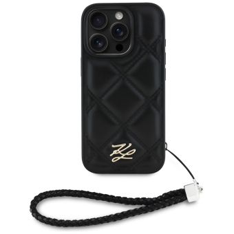 Karl Lagerfeld HC Quilted PU Initial Logo & Chain Strap Case for iPhone 16 Pro Black