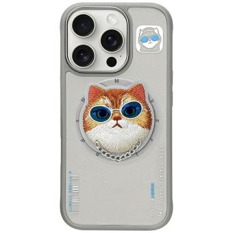 NIMMY case GLASSES COOL CAT compatible with MagSafe for IPHONE 16 Pro Max gray