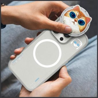 NIMMY case GLASSES COOL CAT compatible with MagSafe for IPHONE 16 Pro Max gray