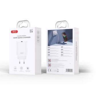 XO wall charger CE33 QC 18W 1x USB white  Plus cable microUSB
