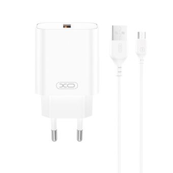 Nabíjačka XO CE33 QC 18W 1x USB  Plus cable USB-C - biela
