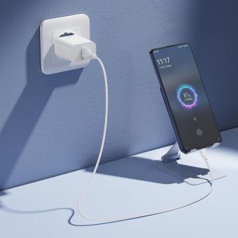 Nabíjačka XO CE33 QC 18W 1x USB  Plus cable USB-C - biela