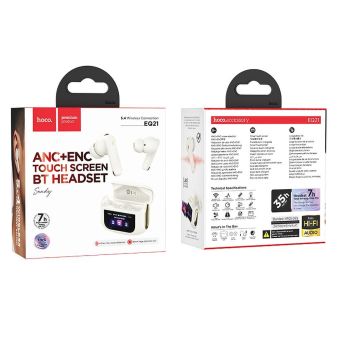 HOCO Bezdrôtové slúchadlá LCD Displej TWS ANC  Plus ENC EQ21 BT 5.4 - biele