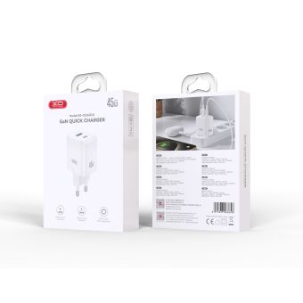 Adaptér XO CE36 PD 45W 1x USB-C 1x USB-A - biely