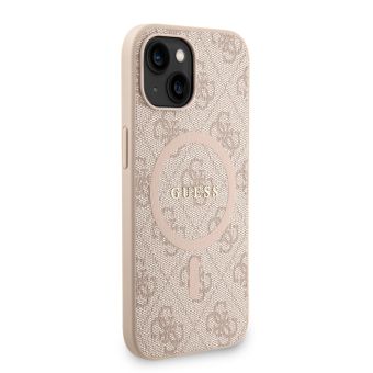 Obal Guess PU Leather 4G Colored Ring Strap MagSafe Apple iPhone 15 GUHMP15SP4GREGSP ružový