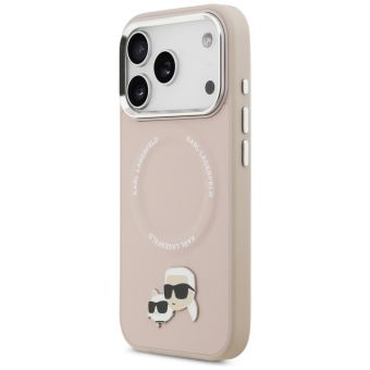 Karl Lagerfeld Magsafe PU Karl&Choupette heads pins logo and metal camera buttons iPhone 17 Pro beige