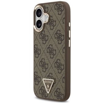 Obal Guess PU Leather 4G Strass Triangle Logo Gold Frame MagSafe Apple iPhone 17 GUHMP17SP4GTDGMW hnedý