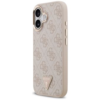 Obal Guess PU Leather 4G Strass Triangle Logo Gold Frame MagSafe Apple iPhone 17 GUHMP17SP4GTDGMP ružový