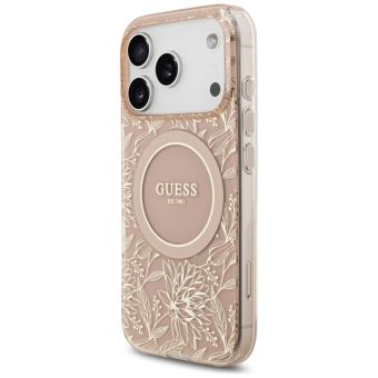Obal Guess IML Flowers Allover Strap MagSafe Apple iPhone 17 Pro GUHMP17LHCPOFPP ružový