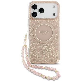 Obal Guess IML Flowers Allover Strap MagSafe Apple iPhone 17 Pro Max GUHMP17XHCPOFPP ružový