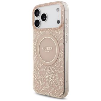 Obal Guess IML Flowers Allover Strap MagSafe Apple iPhone 17 Pro Max GUHMP17XHCPOFPP ružový