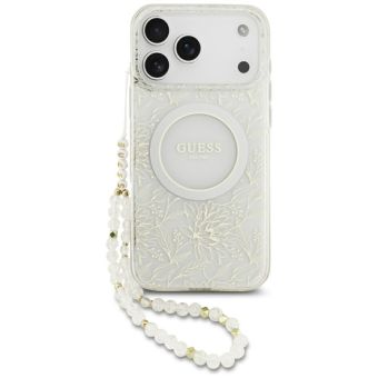 Obal Guess IML Flowers Allover Strap MagSafe Apple iPhone 17 Pro Max GUHMP17XHCPOFPH biely
