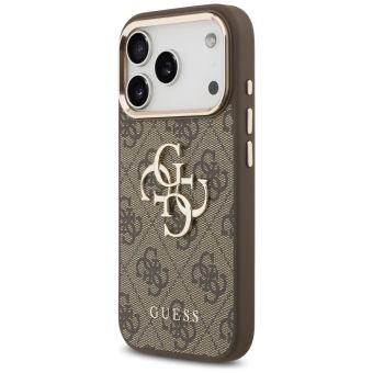 Obal Guess PU Leather 4G Metal Logo Gold Frame Apple iPhone 17 Pro GUHCP17L4GMGCBR hnedý