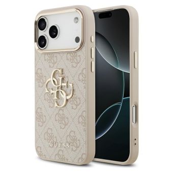 Obal Guess PU Leather 4G Metal Logo Gold Frame Apple iPhone 17 Pro Max GUHCP17X4GMGCPI ružový