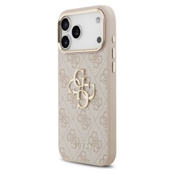 Obal Guess PU Leather 4G Metal Logo Gold Frame Apple iPhone 17 Pro Max GUHCP17X4GMGCPI ružový