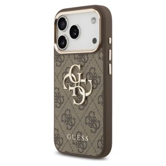 Obal Guess PU Leather 4G Metal Logo Gold Frame Apple iPhone 17 Pro Max GUHCP17X4GMGCBR hnedý