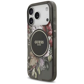 Obal Guess IML Flowers Strap MagSafe Apple iPhone 17 Pro GUHMP17LHFWBRCESK čierny