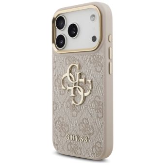 Obal Guess PU Leather 4G Metal Logo Gold Frame Apple iPhone 17 Pro GUHCP17L4GMGCPI ružový