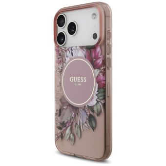 Obal Guess IML Flowers Strap MagSafe Apple iPhone 17 Pro Max GUHMP17XHFWBRCESP ružový