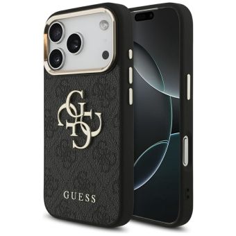 Obal Guess PU Leather 4G Metal Logo Gold Frame Apple iPhone 17 Pro GUHCP17L4GMGCGR čierny