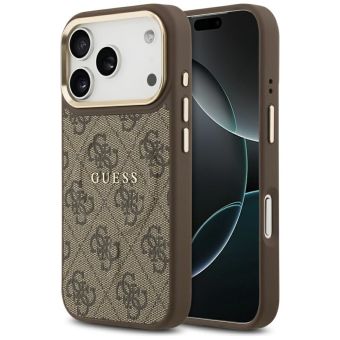 Obal Guess PU Leather 4G Gold Frame MagSafe Apple iPhone 17 Pro GUHMP17LP4MSEGCW hnedý