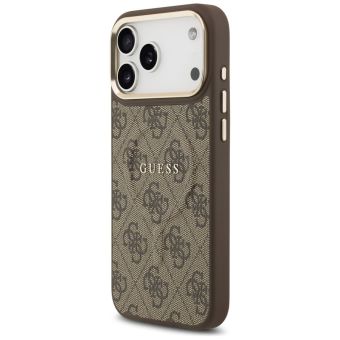 Obal Guess PU Leather 4G Gold Frame MagSafe Apple iPhone 17 Pro Max GUHMP17XP4MSEGCW hnedý
