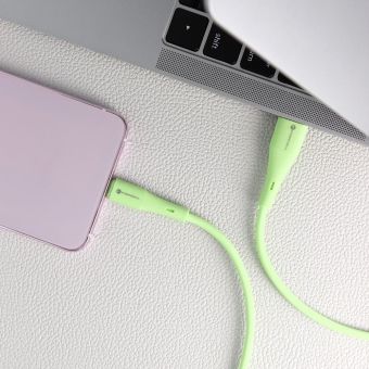 FORCELL F-ENERGY C342 Silicone, USB-A/USB-C, QC4.0 3A 66W, 1m, zelený