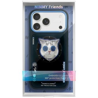 NIMMY case GLASSES COOL CAT compatible with MagSafe for IPHONE 17 black blue