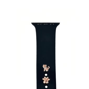 Pin Charms, ozdoba na remienok hodiniek, mačka, ružovo-zlatá