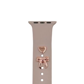 Pin Charms, ozdoba na remienok hodiniek, mašľa, ružovo-zlatá