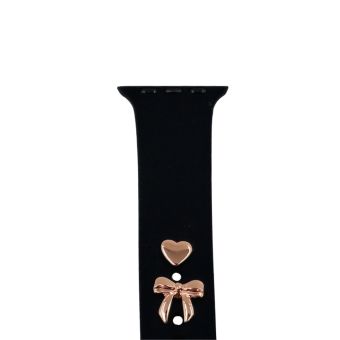 Pin Charms, ozdoba na remienok hodiniek, mašľa, ružovo-zlatá
