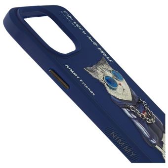 NIMMY case GLASSES COOL CAT for IPHONE 15 Pro blue