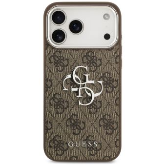 Obal Guess PU 4G Metal Logo Apple iPhone 17 Pro Max strieborno GUHCP17XP4G4SMCW hnedý