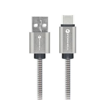 Kábel Forcell F-Energy QC4.0 3A 66W Metal 1 m C234 USB-A/USB-C - strieborný